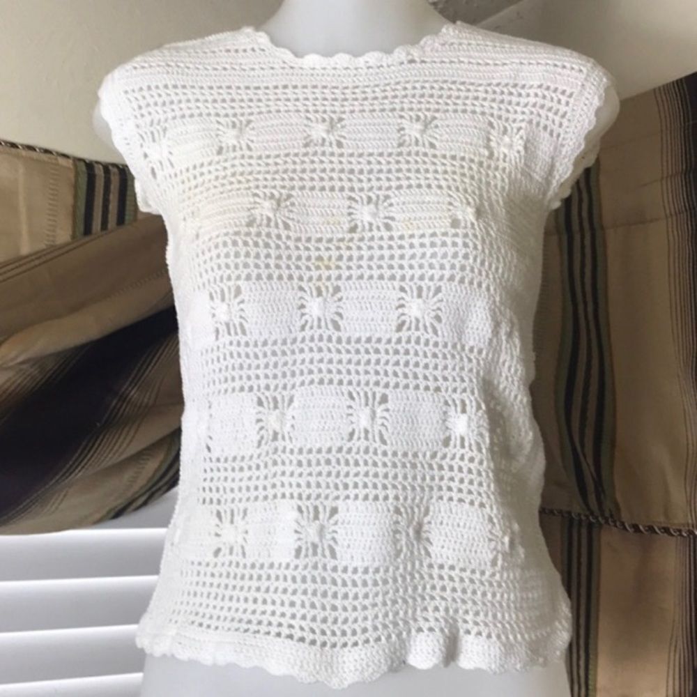 Vintage Handmade Hand Knitted Blouse Size M